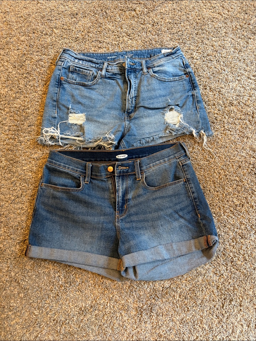 Old Navy Blue Denim Women's Shorts Duo - Distressed & Rolled Hem